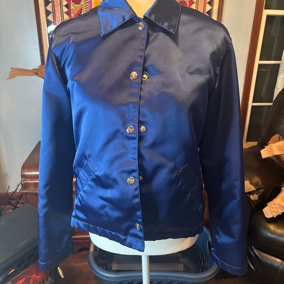 GAP cobalt blue satin button up jacket - Picture 1 of 5